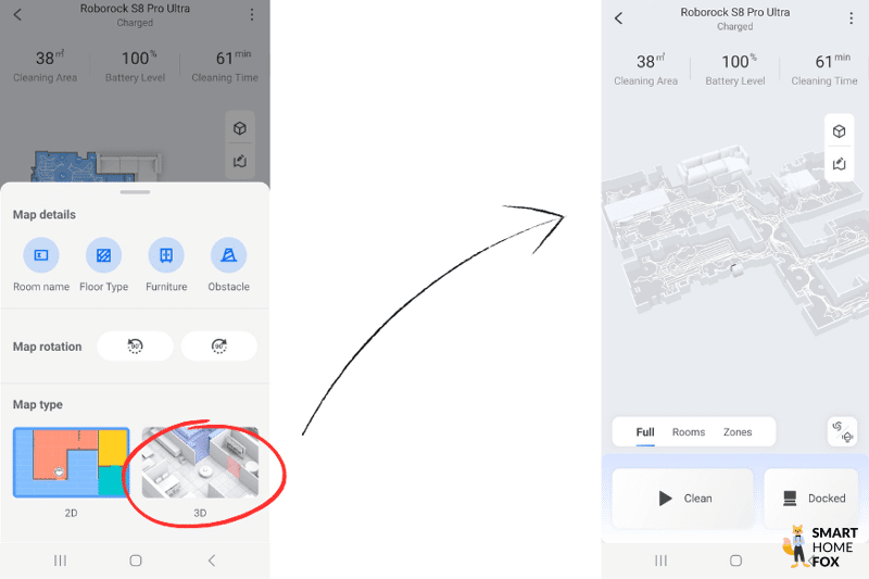 3D-карту квартиры можно увидеть в приложении Roborock S8 Pro Ultra.